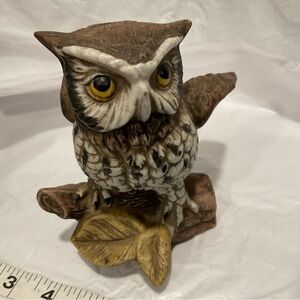 Vintage HOMCO Ceramic Brown and White Owl Figurine